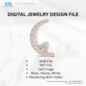 Ladies Ring, Earring & Pendant CAD Design | 3 Tone Rendering (Rose/White/Yellow Gold) | 3DM + RPT + CAD Images + Video