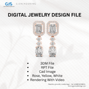 Ladies Ring, Bracelet, Earring & Necklace Set | 3DM + RPT + CAD Images | 3 Tone Jewellery Rendering File (Rose/White/Yellow)