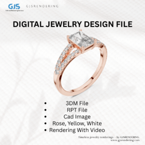Ladies Ring & Earring Design Set | 3DM + RPT + CAD Images + 3-Tone Rendering File (Rose/White/Yellow Gold)