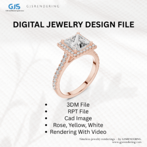 Digital 3D CAD File – Ladies Ring Design (3 Tone: Rose, White & Yellow) | Jewellery Rendering & Export Quality