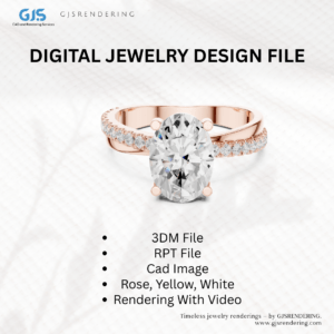 Ladies Ring Designs – 3DM, RPT, CAD Images, 4 Views & 3-Tone Video | Jewellery Rendering File