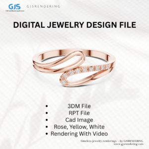 3 Tone Ladies Ring CAD Design | Digital Jewellery Rendering File (Rose • White • Yellow)