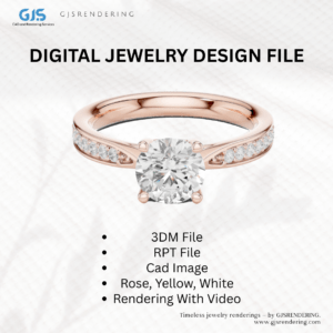 Three-Stone Ladies Ring CAD | Rose/White/Yellow Gold | Digital Jewellery Rendering File