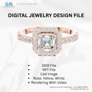 3DM CAD Lady’s Ring Design | 3-Tone Jewellery Rendering File (Rose/White/Yellow Gold)