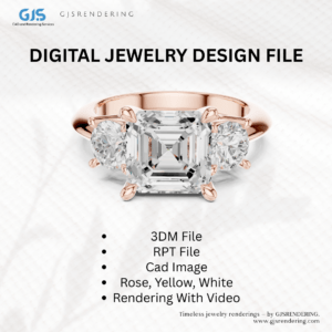 3-Tone Ladies Earring CAD Rendering File | Digital Jewellery Design (Rose, White & Yellow Gold)