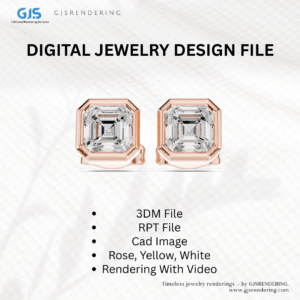 Ladies Earring Design CAD Package | 3DM + RPT + CAD Images + 3 Tone Video | Jewellery Rendering Files