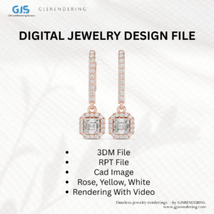 Ladies Ring – Digital Jewellery CAD Rendering (3DM, RPT, 4 Views, 3 Tone)