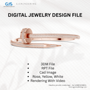 Digital Jewellery CAD Rendering Files | Ladies Rings, Earrings & Mangal Sutra | 3DM + RPT + CAD Images + 3 Tone Views