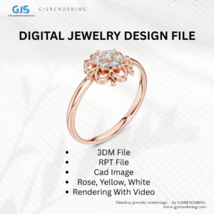 Ladies Ring CAD Rendering | 3DM + RPT + 4 View CAD Images + 3 Tone Video | Digital Jewellery Rendering File