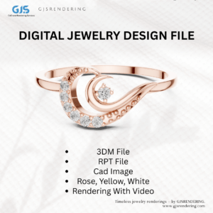 Ladies Ring CAD Designs | 3DM & RPT Jewellery Rendering Files | 3-Tone Gold (Rose/White/Yellow) | Digital Download for Manufacturers