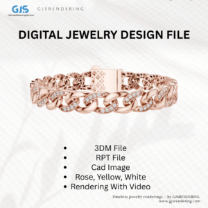 LADISE AND MEN Ring AND CUBAN CHAIN – Export Quality CAD Rendering File (3 Tone)