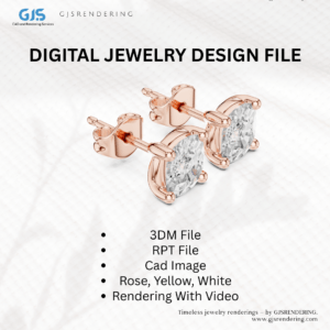 Earrings – 3DM | RPT | CAD Rendering File (3 Tone Export Quality)