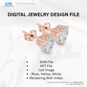 Earrings – Premium Jewellery CAD Rendering File (3-Tone | 3DM + RPT + CAD + Video)