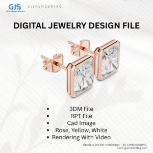 Ladies Earring – Digital Jewellery CAD Rendering File (3 Tone | Export Quality | 3DM + RPT + Images + Video)
