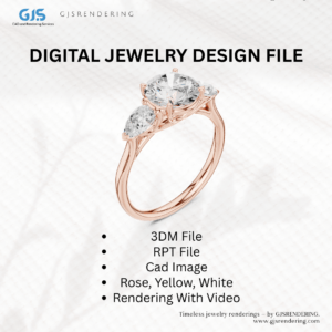 Ladies Ring CAD Bundle | 3DM + RPT + CAD Images + 3 Tone Rendering (Rose/White/Yellow)