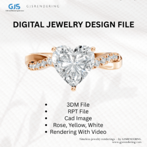 Ladies Ring CAD Design | 3DM & Rendering File | Rose/White/Yellow Gold – Digital Jewellery File