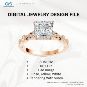 Ladies Ring | 3DM + RPT + CAD Rendering File | Rose/White/Yellow 3 Tone Design