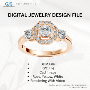 Ladies Ring & Earring Set – Digital Jewellery CAD Rendering File (3DM + RPT)