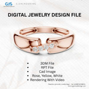 Ladies & Men’s Ring | 3DM + RPT + CAD Images | 3-Tone Jewellery Rendering File