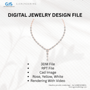 Necklace & Pendant | 3DM + RPT + CAD Images | 3-Tone Jewellery Rendering File (Rose/White/Yellow)"